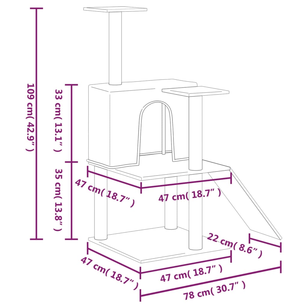 Cat Tree With Sisal Scratching Posts 109 Cm