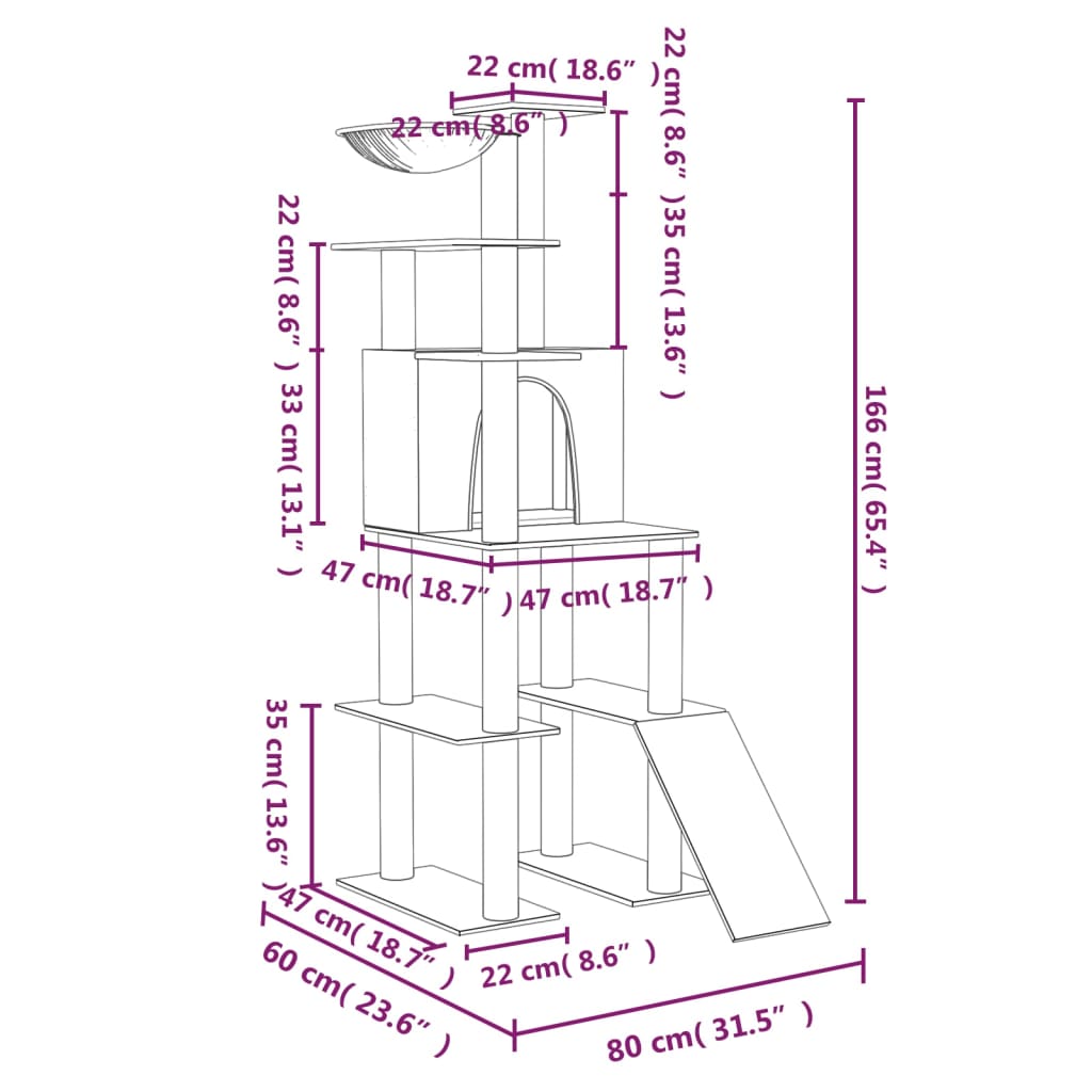 Cat Tree With Sisal Scratching Posts 166 Cm