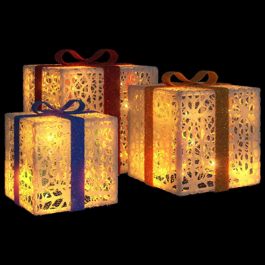Lighted Christmas Boxes 3 Pcs 64 Leds Warm