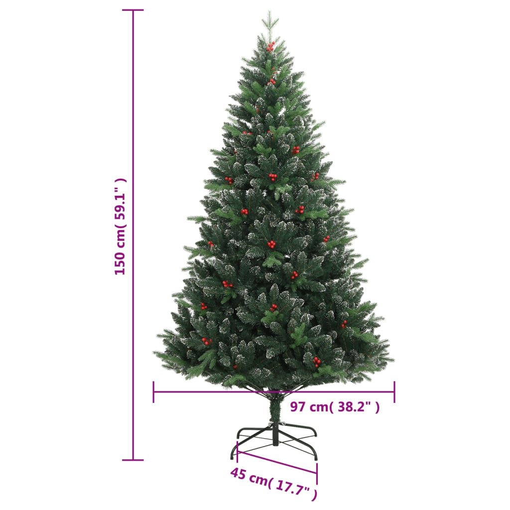 Artificial Hinged Christmas Tree With Red Berries
