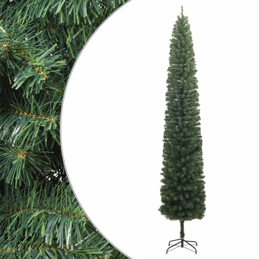 Slim Christmas Tree With Stand And Flocked Snow Pvc