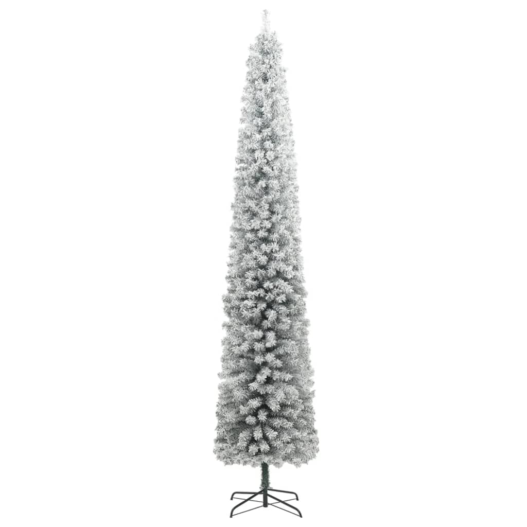 Slim Christmas Tree With Stand And Flocked Snow Pvc