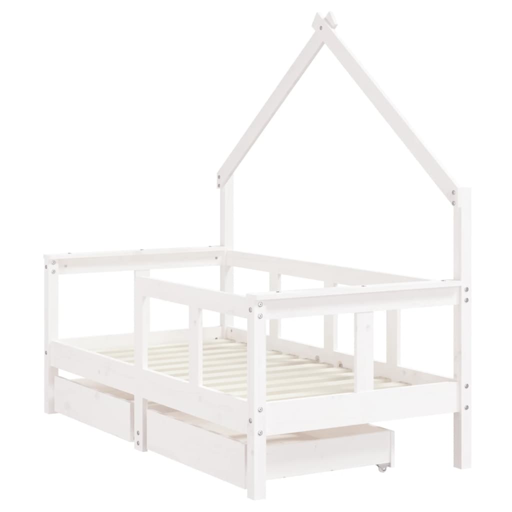 Kids Bed Frame With Drawers Solid Wood Pine