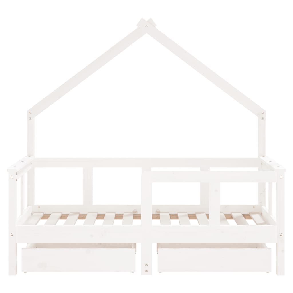 Kids Bed Frame With Drawers Solid Wood Pine