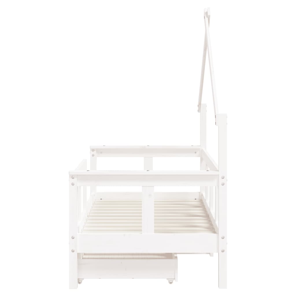 Kids Bed Frame With Drawers Solid Wood Pine