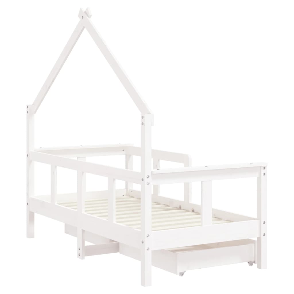 Kids Bed Frame With Drawers Solid Wood Pine