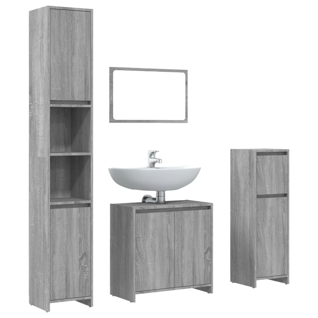 4 Piece Bathroom Furniture Set Engineered Wood