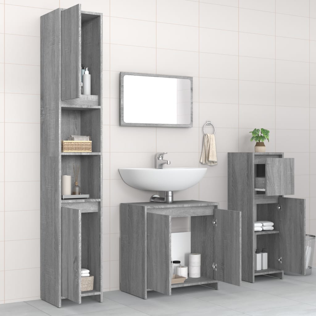 4 Piece Bathroom Furniture Set Engineered Wood