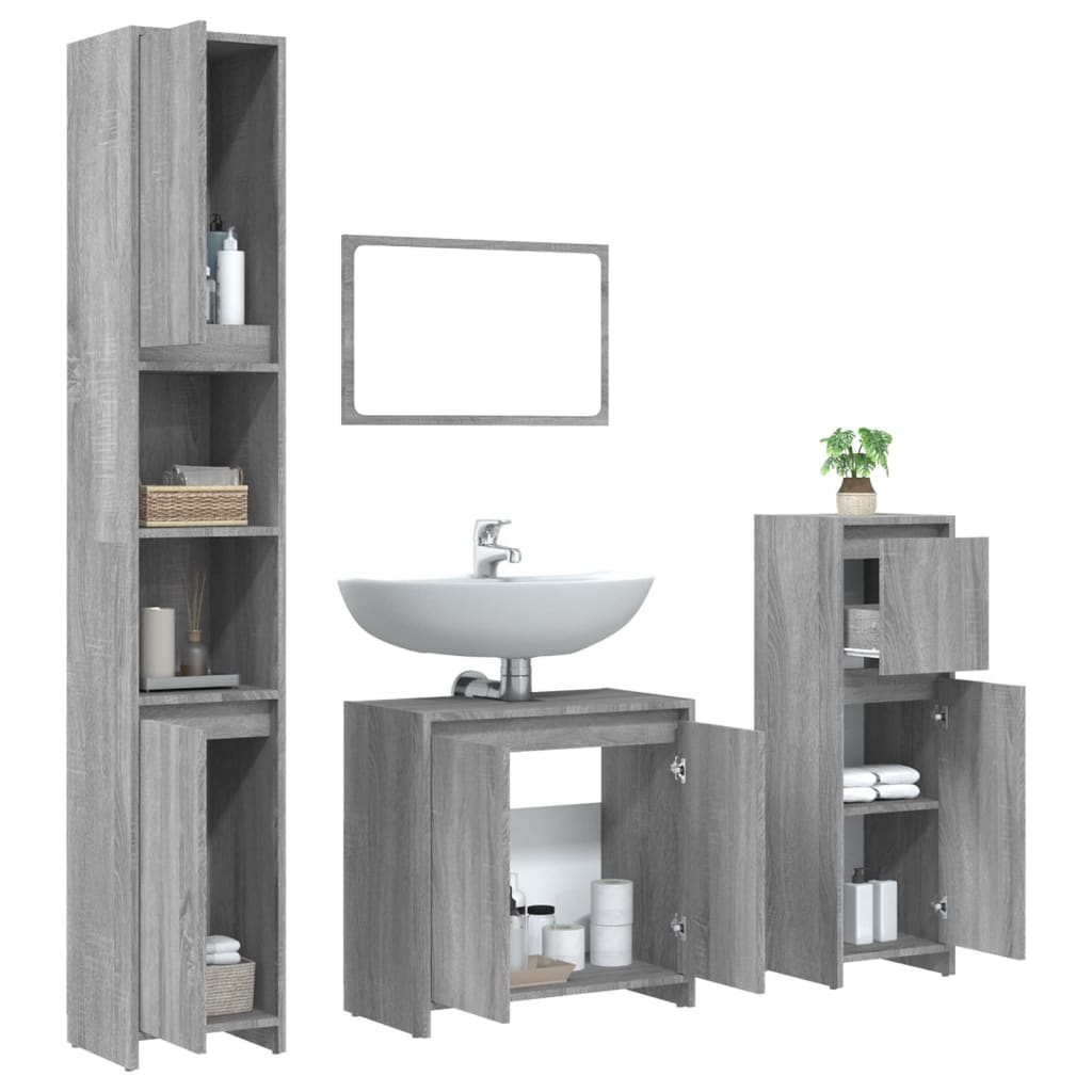 4 Piece Bathroom Furniture Set Engineered Wood