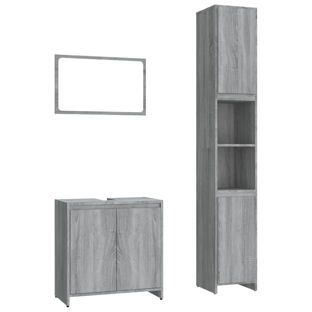 3 Piece Bathroom Furniture Set Engineered Wood