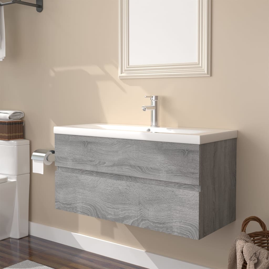 Sink Cabinet With Built-In Basin And Faucet