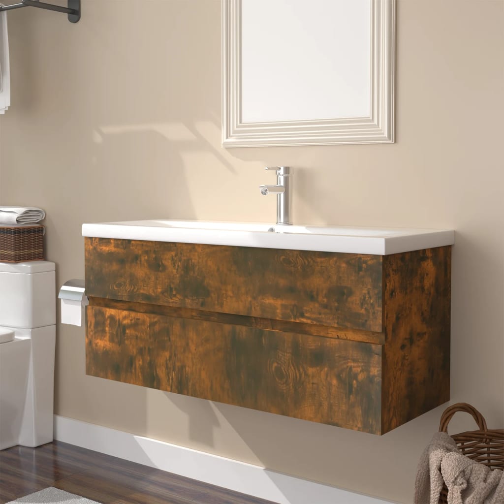 Sink Cabinet With Built-In Basin And Faucet