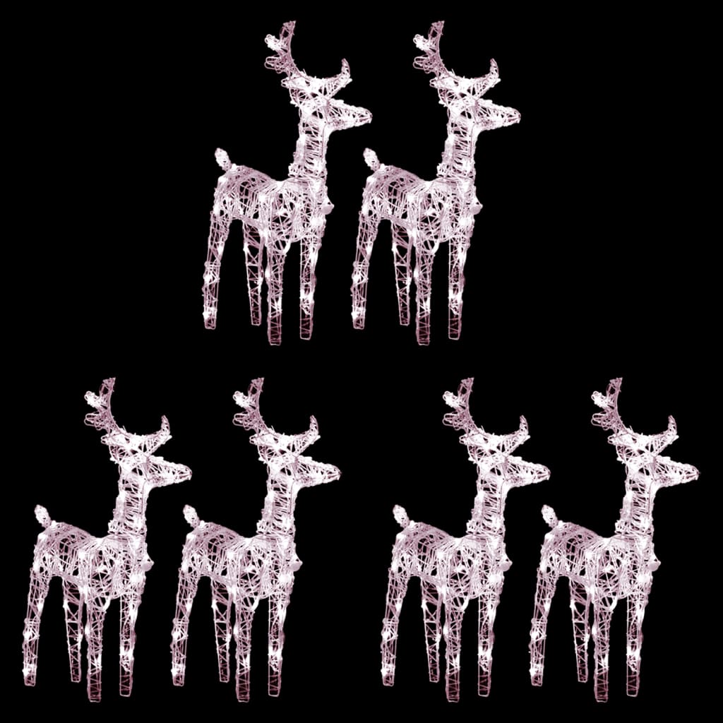 Christmas Reindeers 6 Pcs 240 Leds Acrylic