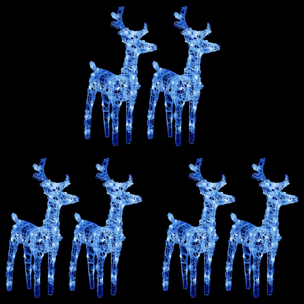 Christmas Reindeers 6 Pcs 240 Leds Acrylic