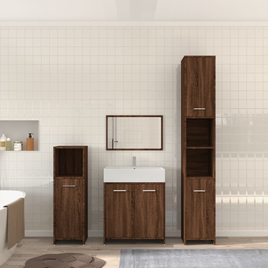 4 Piece Bathroom Furniture Set Engineered Wood