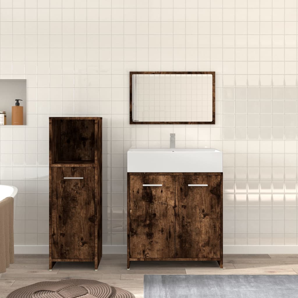 3 Piece Bathroom Furniture Set Engineered Wood