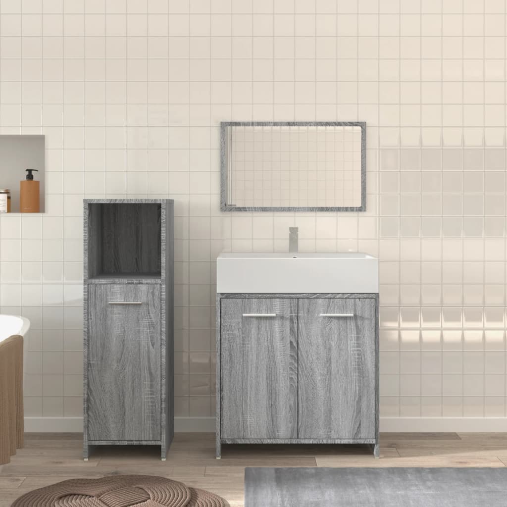 3 Piece Bathroom Furniture Set Engineered Wood