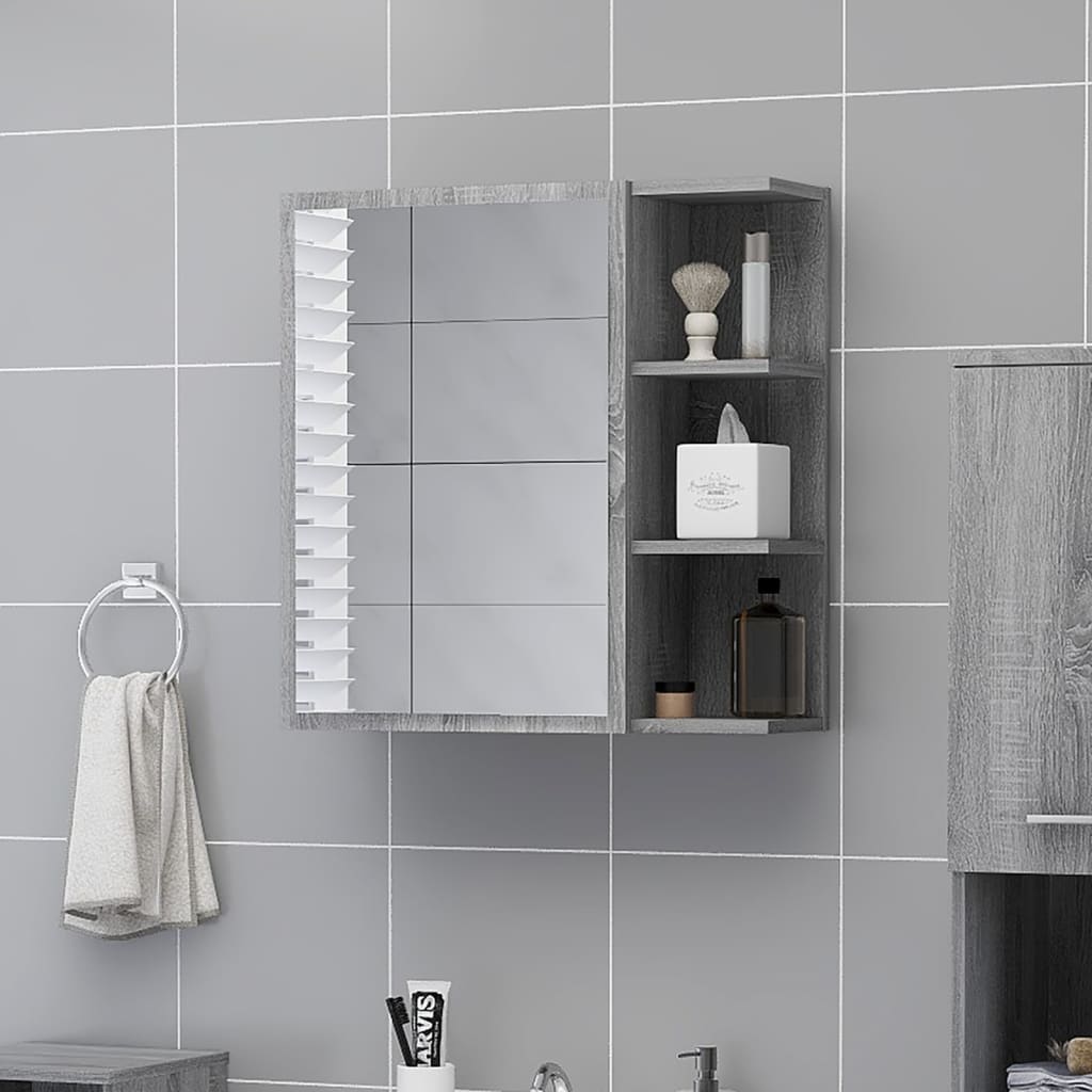 Bathroom Mirror Cabinet 62.5X20.5X64 Cm Engineered Wood