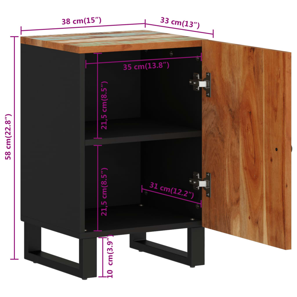 Bathroom Cabinet 38X33X58 Cm Solid Wood Reclaimed