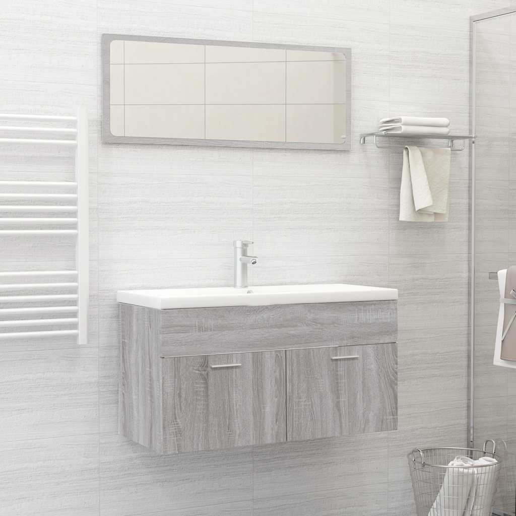 Bathroom Cabinet With Mirror Engineered Wood