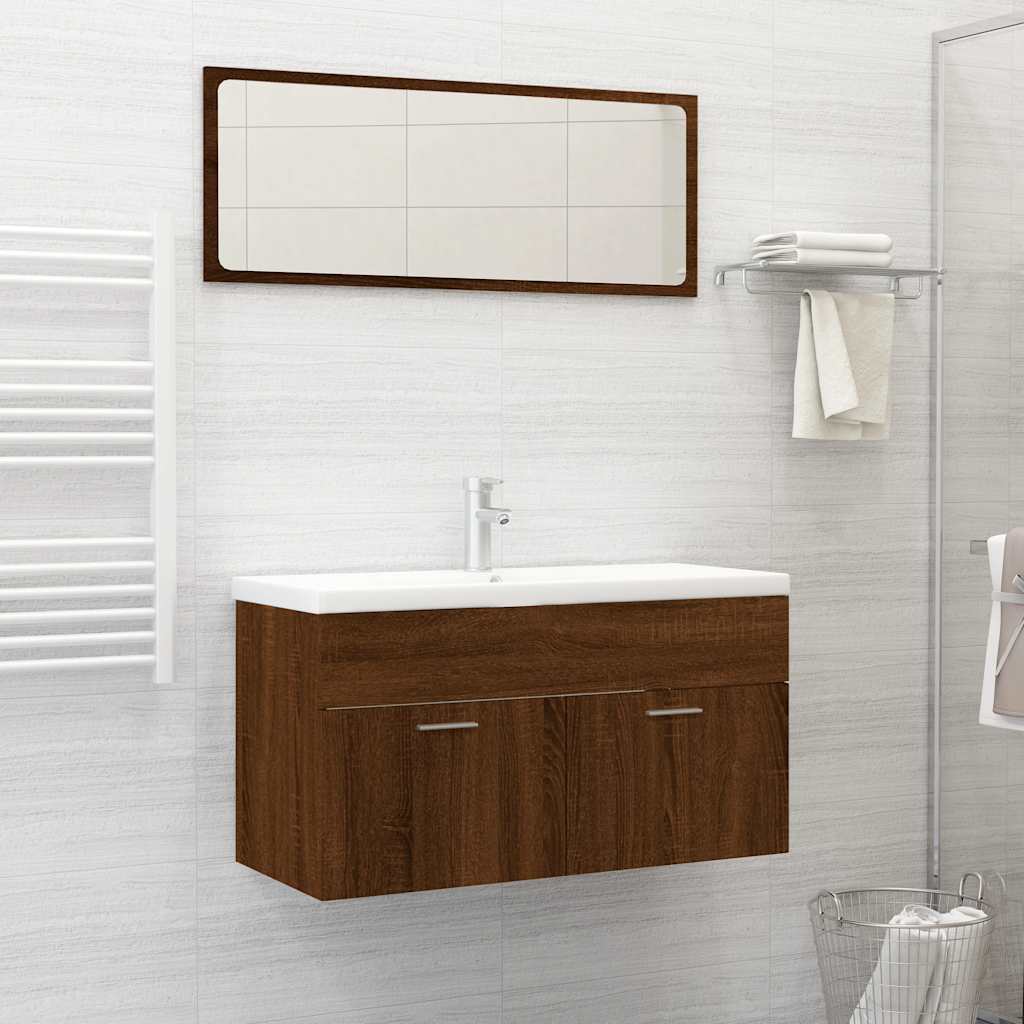 Bathroom Cabinet With Mirror Engineered Wood