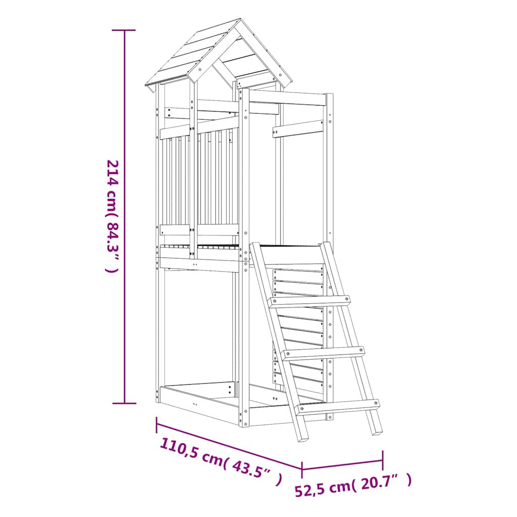 Outdoor Playset 52.5X110.5X214 Cm Solid Wood Pine