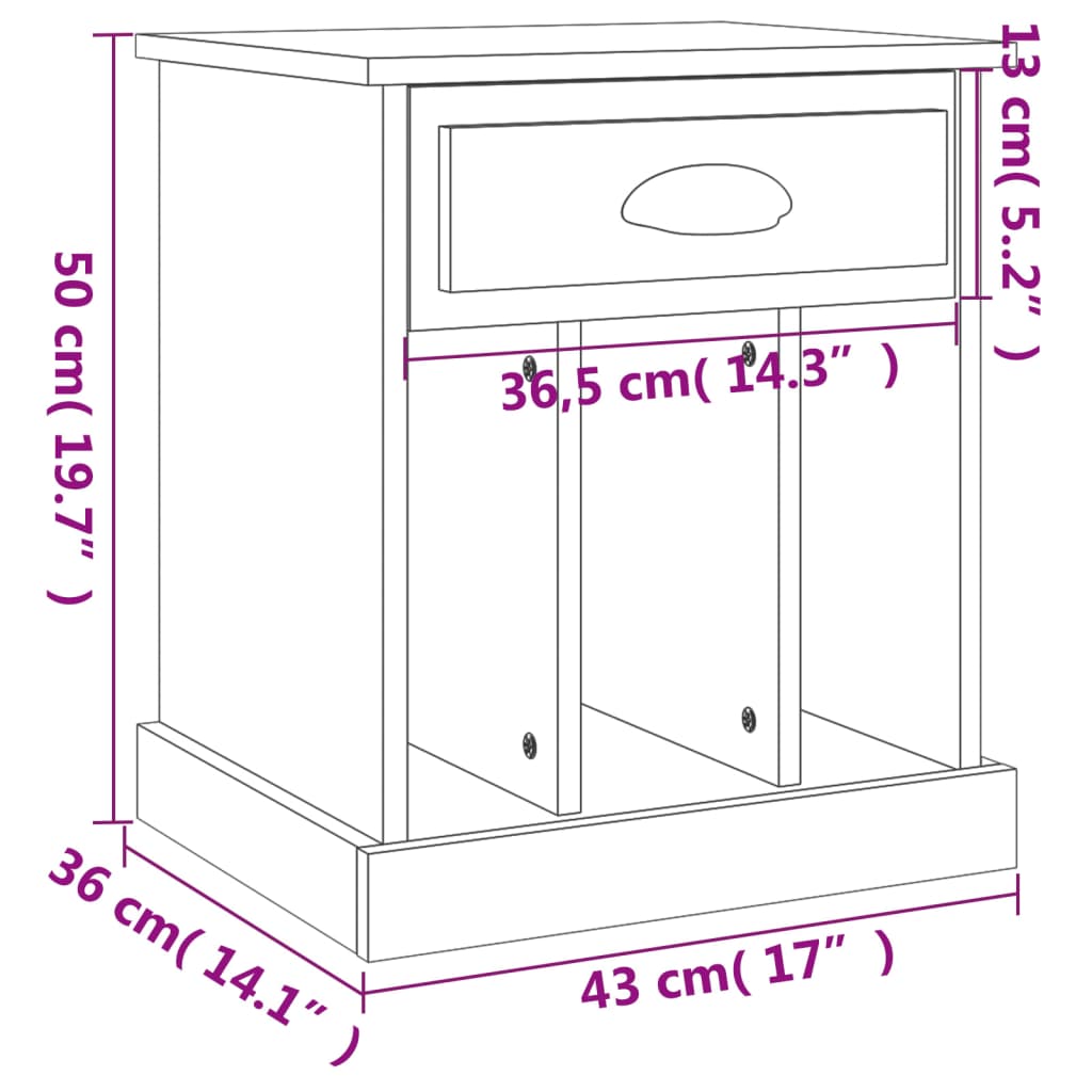 Bedside Cabinet 43X36X50 Cm