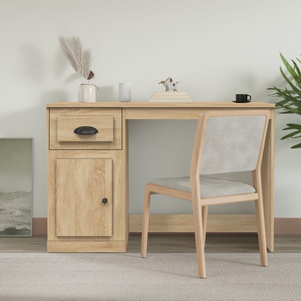 Desk With Drawer 115X50X75 Cm Engineered Wood