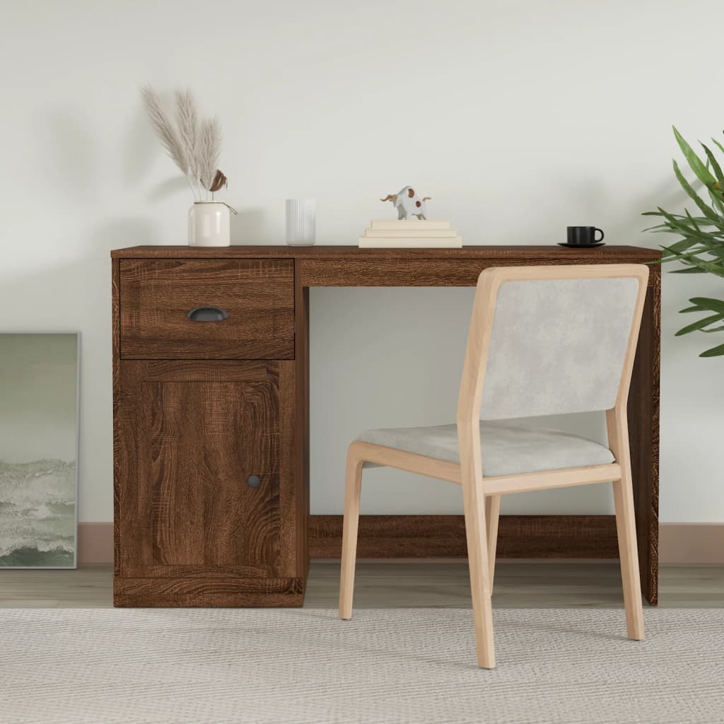 Desk With Drawer 115X50X75 Cm Engineered Wood