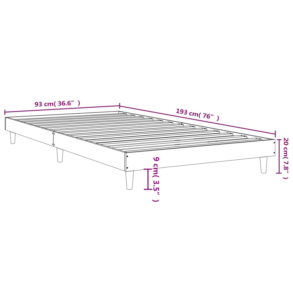 Bed Frame Without Mattress Single Engineered Wood