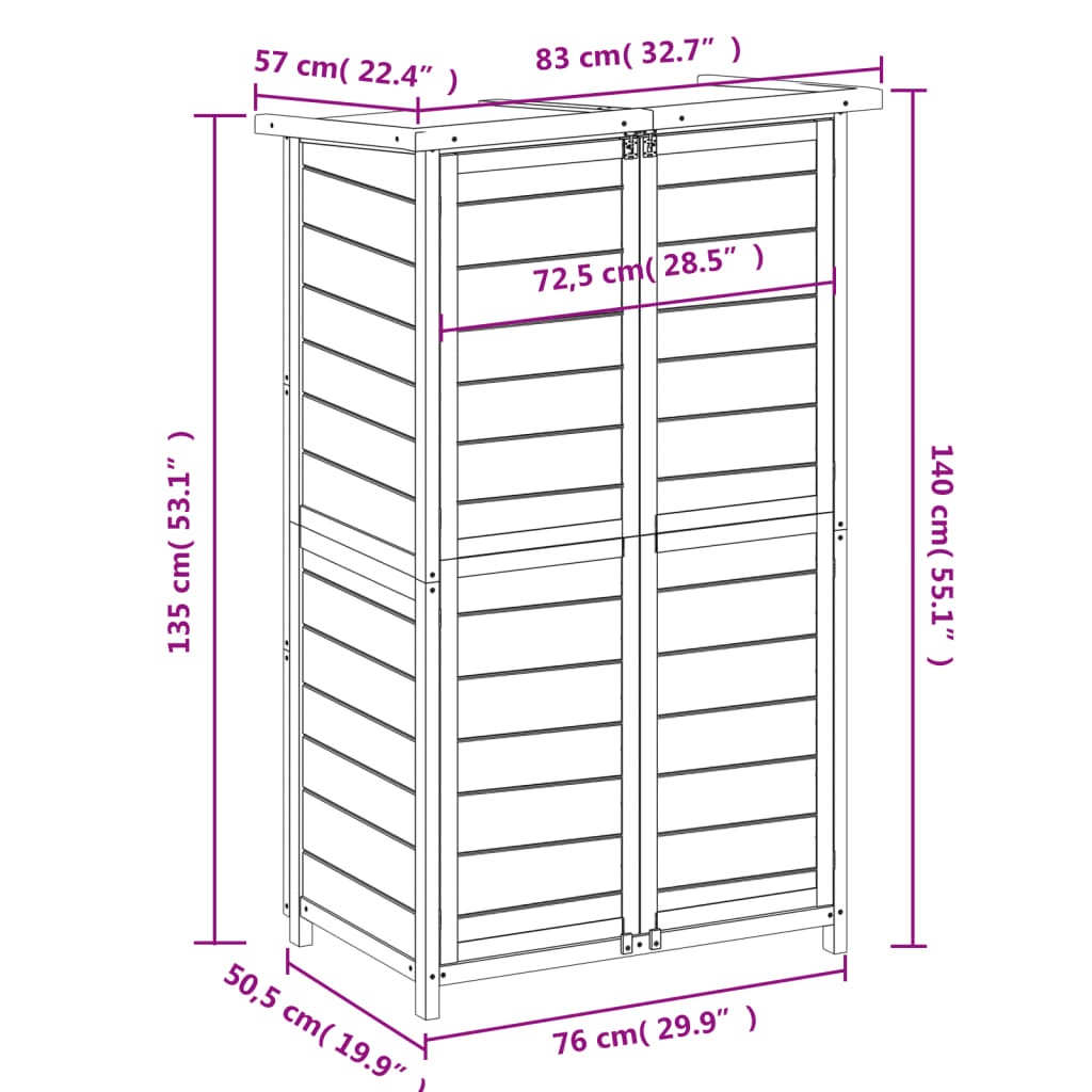 Garden Tool Shed 83X57X140 Cm Solid Wood Pine