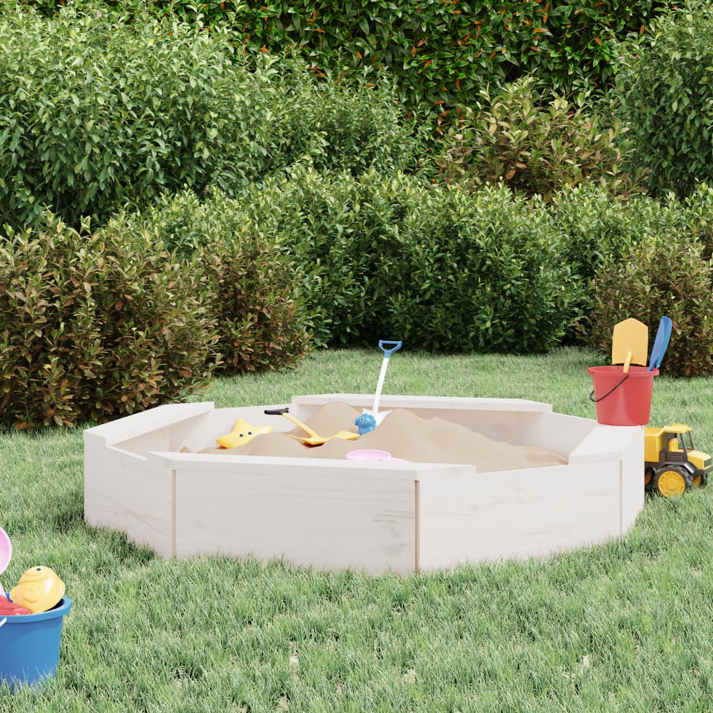 Sandbox With Seats Octagon Solid Wood Pine