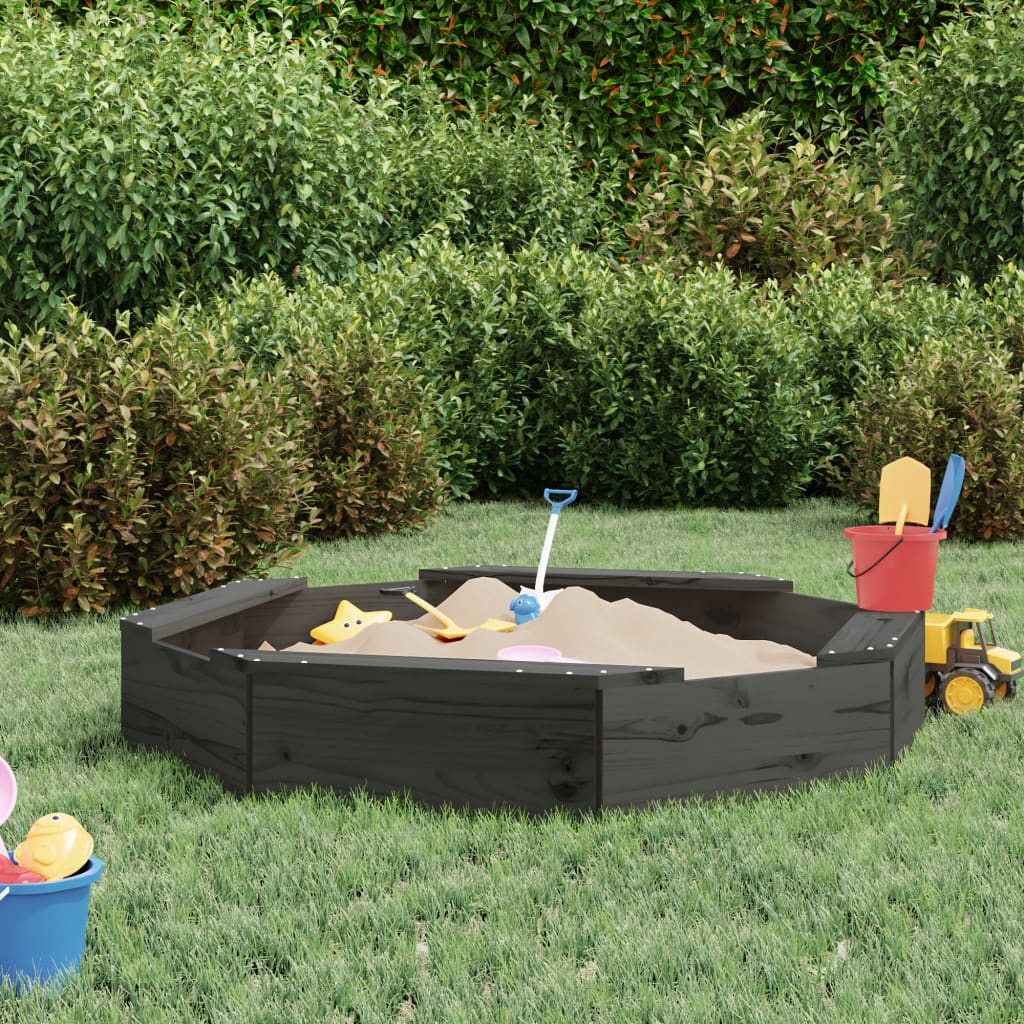 Sandbox With Seats Octagon Solid Wood Pine