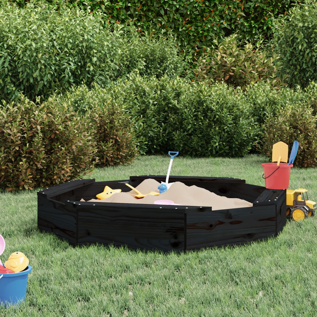 Sandbox With Seats Octagon Solid Wood Pine