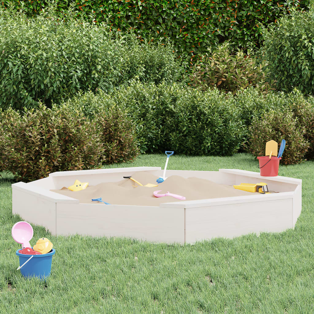 Sandbox With Seats Octagon Solid Wood Pine
