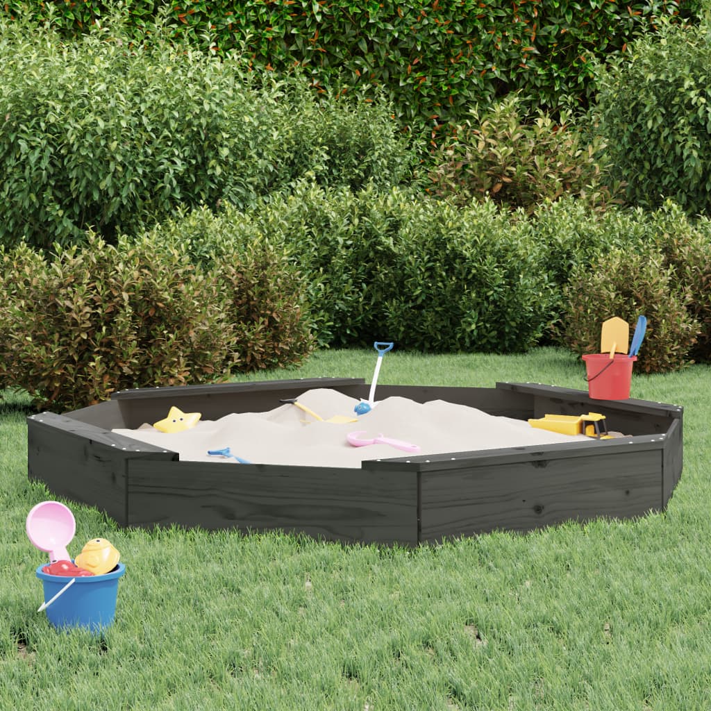 Sandbox With Seats Octagon Solid Wood Pine