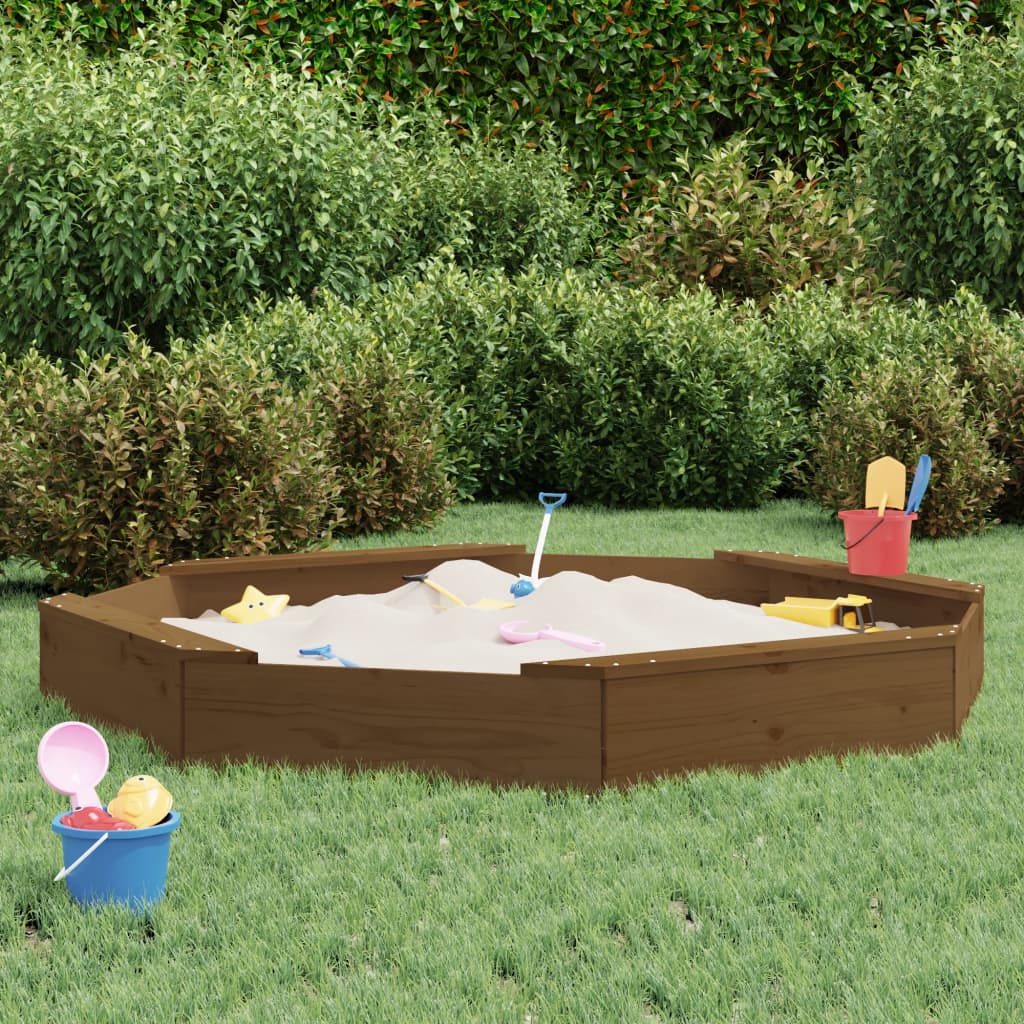 Sandbox With Seats Octagon Solid Wood Pine