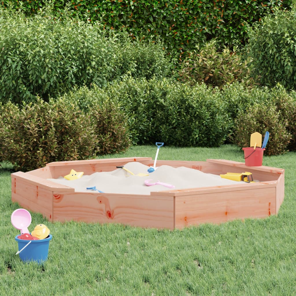 Sandbox With Seats Octagon Solid Wood Pine