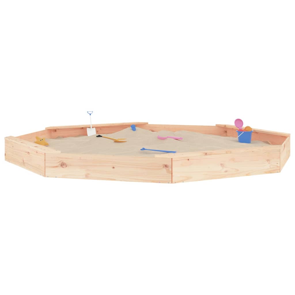Sandbox With Seats Octagon Solid Wood Pine