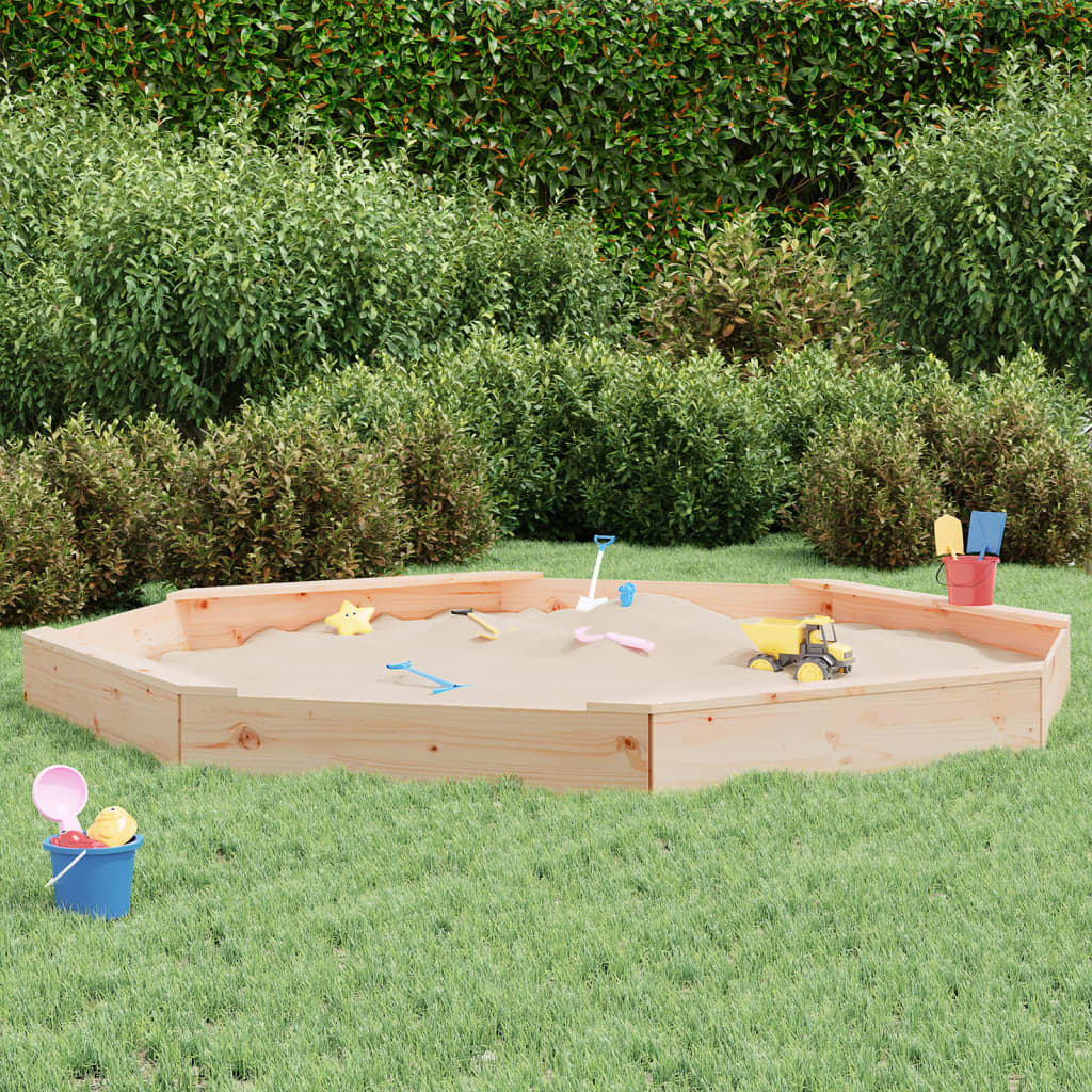 Sandbox With Seats Octagon Solid Wood Pine