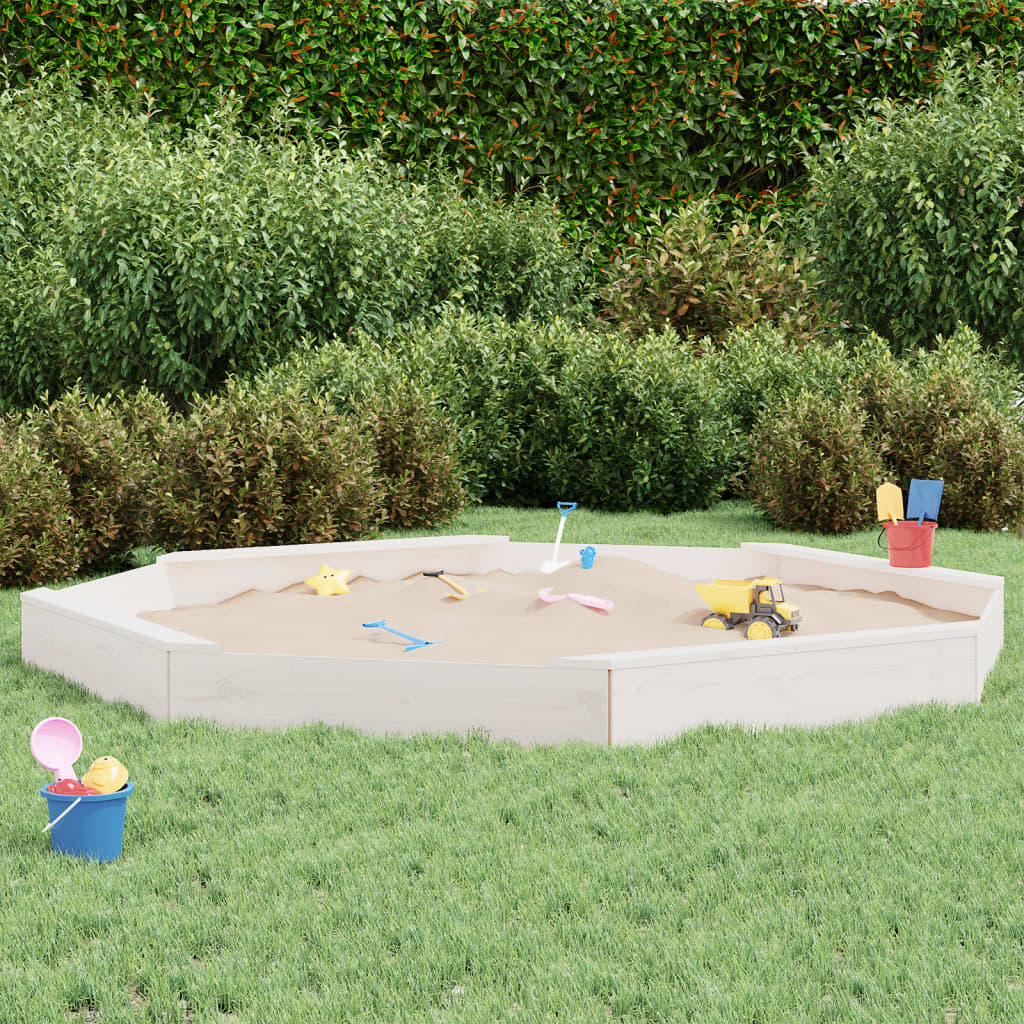 Sandbox With Seats Octagon Solid Wood Pine