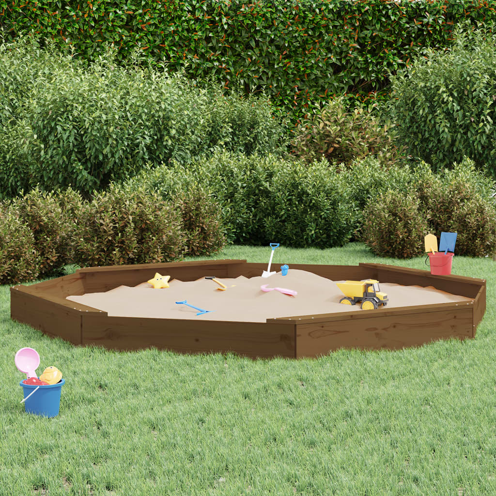 Sandbox With Seats Octagon Solid Wood Pine