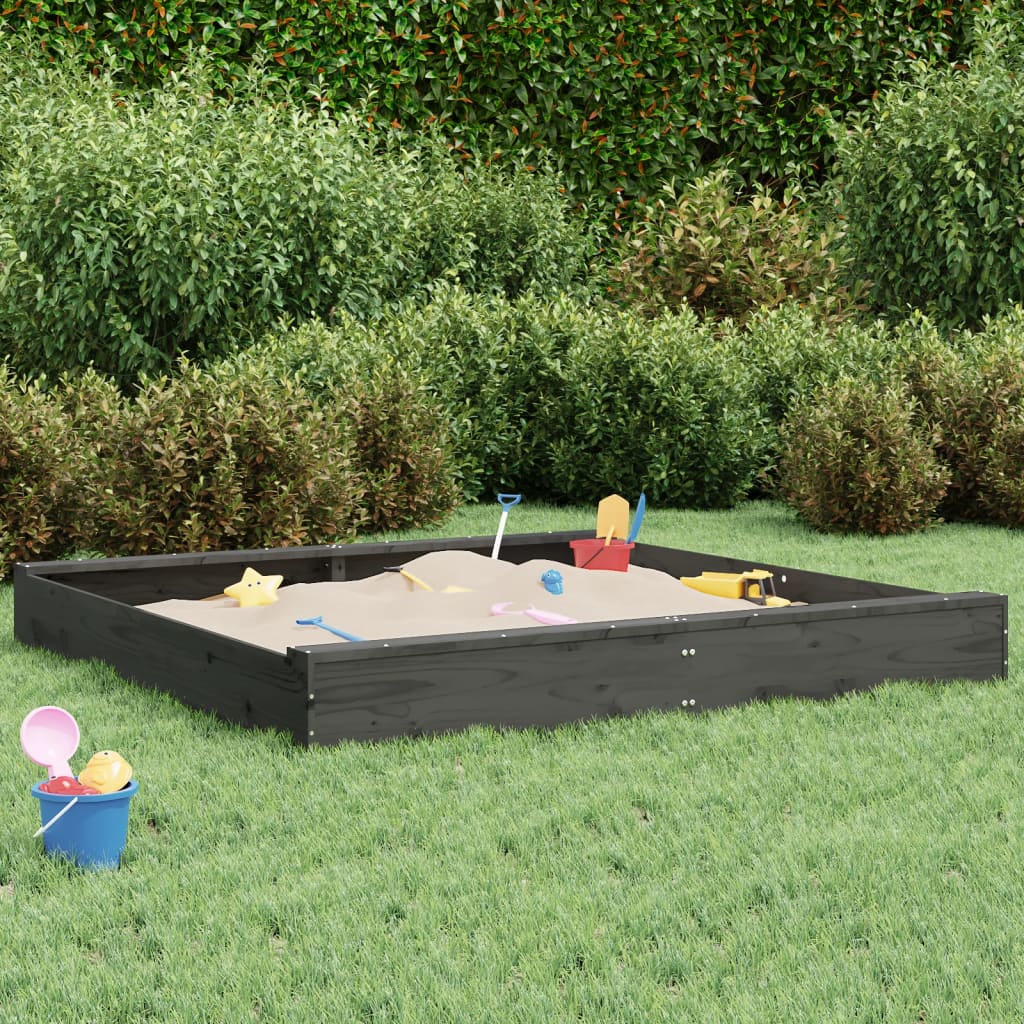 Sandbox With Seats Honey Brown Square Solid Wood Pine
