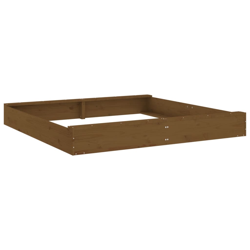 Sandbox With Seats Honey Brown Square Solid Wood Pine