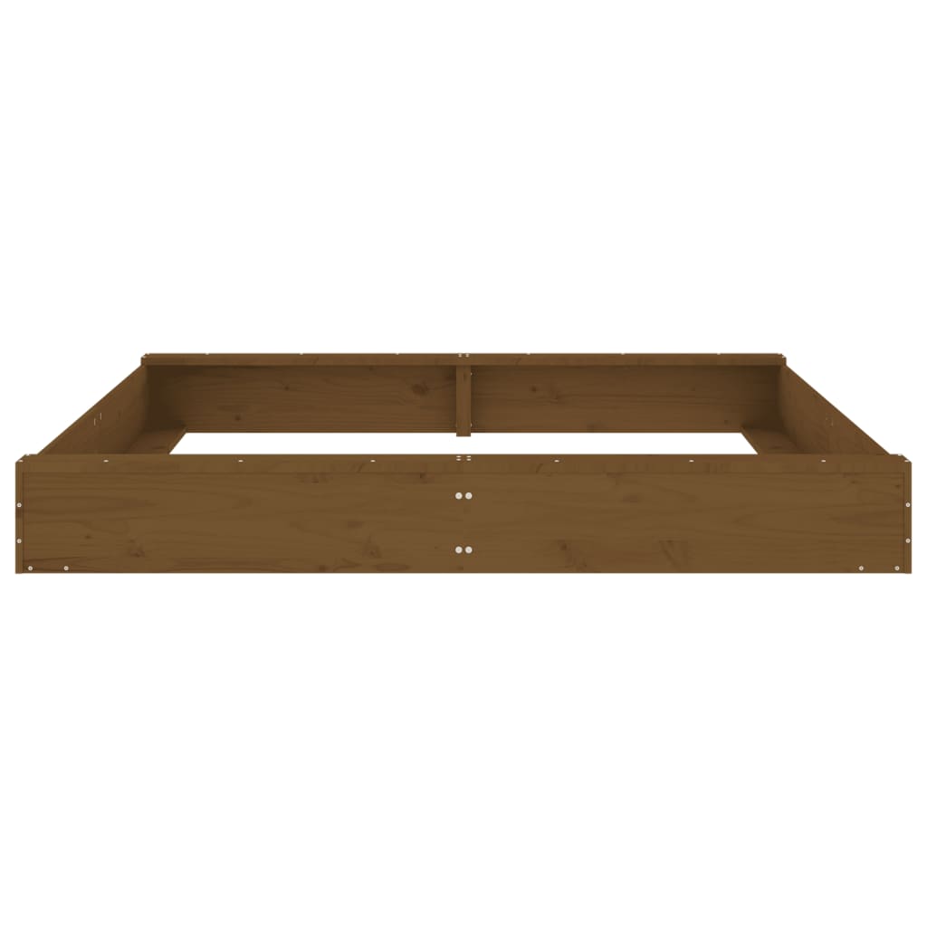 Sandbox With Seats Honey Brown Square Solid Wood Pine