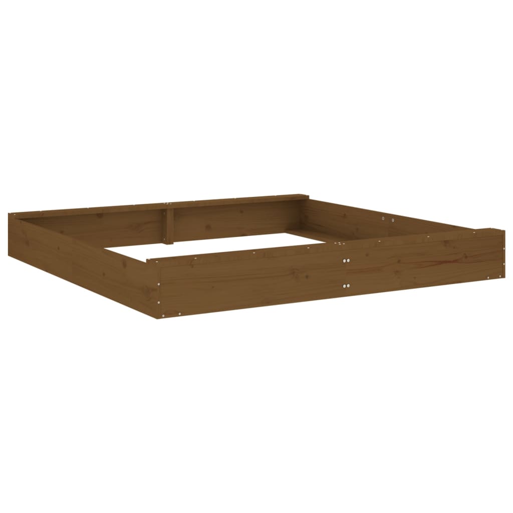 Sandbox With Seats Honey Brown Square Solid Wood Pine