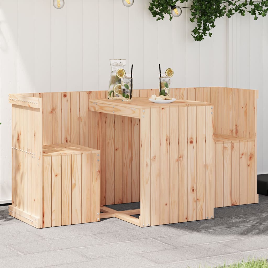 Balcony Set 2-Seater Grey Solid Wood Pine