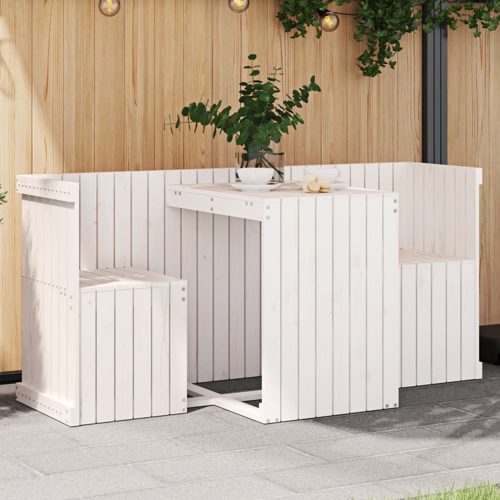 Balcony Set 2-Seater Grey Solid Wood Pine