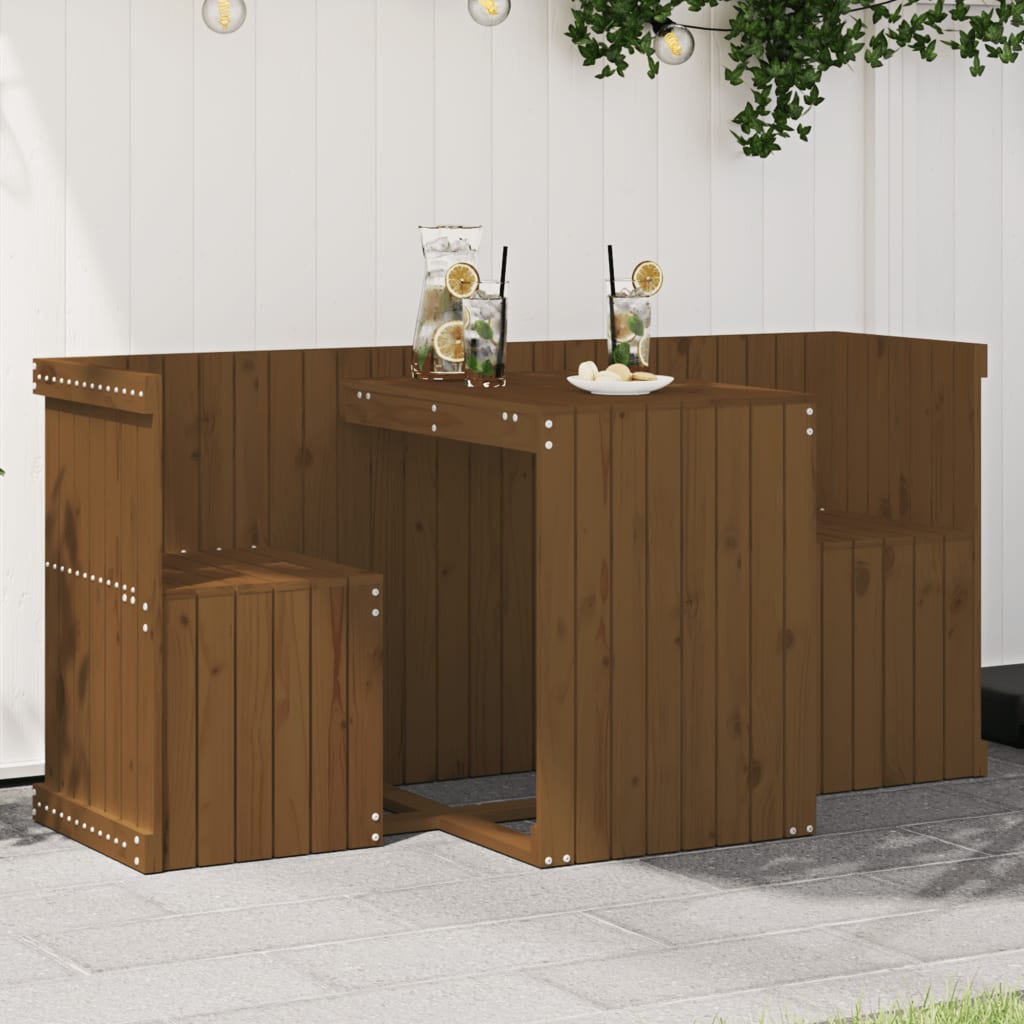 Balcony Set 2-Seater Grey Solid Wood Pine