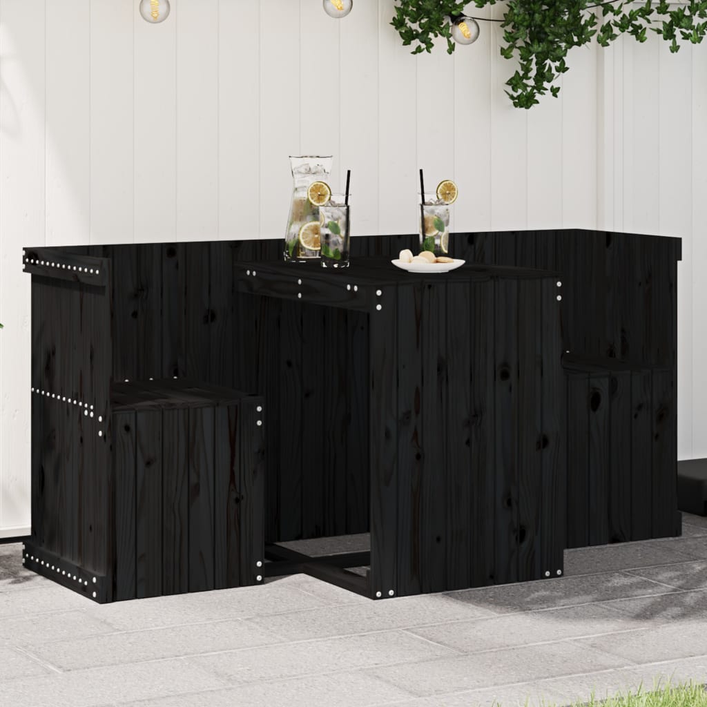 Balcony Set 2-Seater Grey Solid Wood Pine